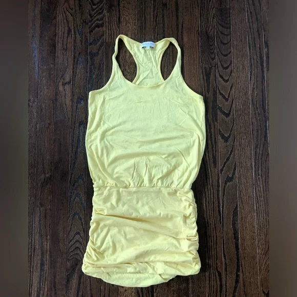 Michael Stars Women’s XS Racerback Scoop Neck Mini Dress w/Side Ruched Skirting - Picture 2 of 8